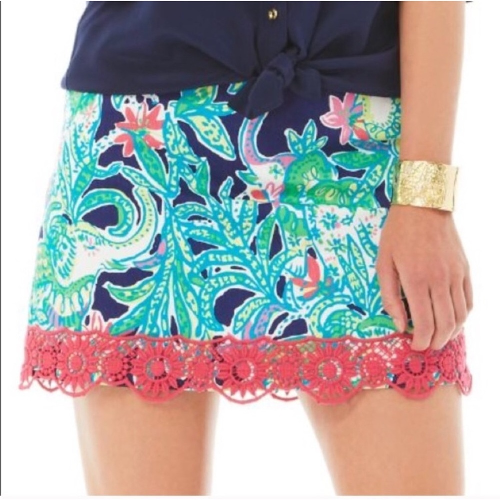Lilly Pulitzer Embroidered Tate Cotton Mini Skirt Women’s size 2